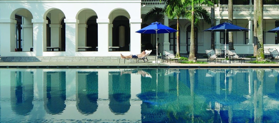 The pool and clubhouse arches