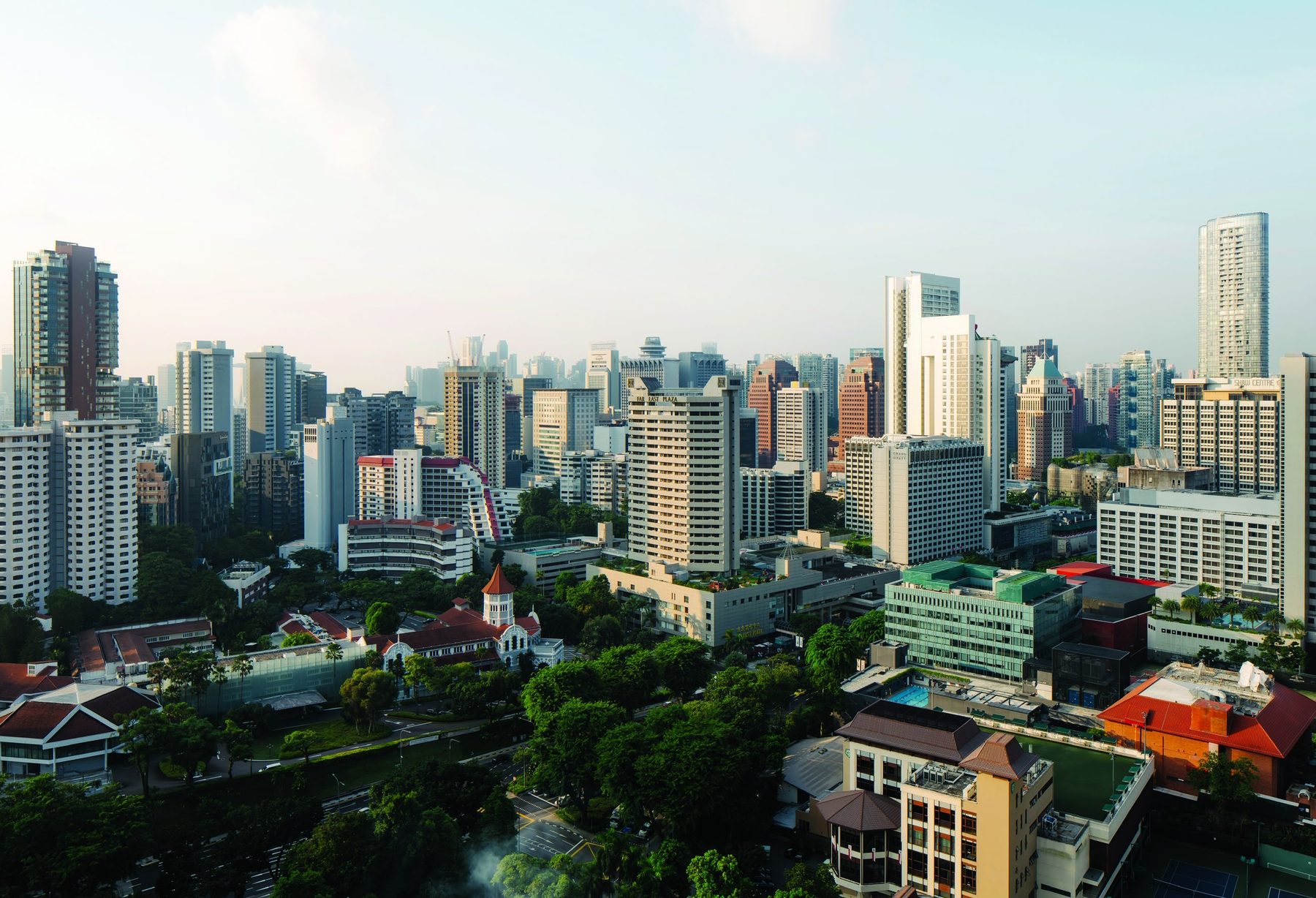 Aerial view of the Orchard Road area